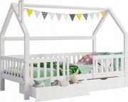 gyerekágy fenyő 90x200cm Két tároló fiók fehér