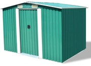 zöld fém kerti fészer 257 x 205 x 178 cm