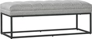 HOMCOM Kárpitozott Pad, Ágy Végi Pad Acél Lábakkal, Cipő Pad Hálószobába, Nappaliba, Előszobába, 200 kg-ig Terhelhető, 120 x 44 x 45.5 cm, Világosszür