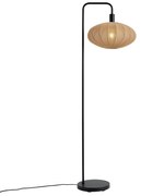 Japandi állólámpa fekete, barna szövetbúrával - Bida