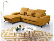 Kihúzható, balos L-alakú kárpitozott sarokkanapé tárolóhellyel ALTA, sárga