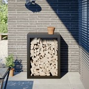 fekete acél tűzifatároló 60 x 40 x 80 cm