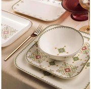 26 részes étkészlet fehér/zöld/porcelán