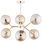 Csillár rúdon FOTON 6xE14/40W/230V arany/bézs