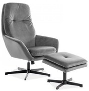 Ford Velvet pihenő karosszék lábtartóval Bársony- Szürke