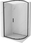 Mexen Exo aszimmetrikus íves tolóajtós zuhanykabin 100 x 90 cm, átlátszó, fekete - 8131-100-090-70-00