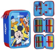 Háromszintes iskolai tolltartó Miki egér töltettel