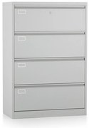 Kétsoros fém iratszekrény A4 - 4 fiókos, 90 x 45 x 132 cm, hengerzár, szürke - ral 7035