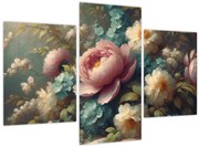 Kép - Természet csendélet virágokkal - festmény (90x60 cm)