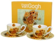 Porcelán eszpresszó kávés csésze 110 ml 2 személyes díszdobozban Van Gogh Napraforgók