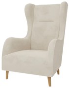 Krémszínű bársony füles fotel Carole – Ropez