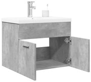 betonszürke fürdőszobai mosdószekrény beépített mosdókagylóval