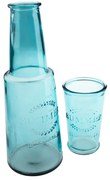 Kék üveg kancsó pohárral, 800 ml - Dakls