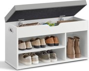 Cipőpad tárolóhellyel, Párnázott, Terhelhetőség 136 kg, 30 x 80 x 44 cm, fehér-szürke