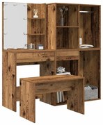 fésülködőasztal szett LED-del antik fa szerelt fa