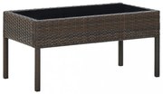 barna polyrattan kerti asztal 75 x 40 x 37 cm