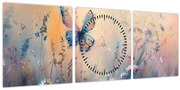 Kép - Rét pillangóval II (órával) (90x30 cm)