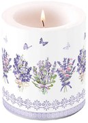 Levendula virágos átvilágítós gyertya 10x10 cm Lovely lavender white