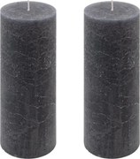 Rusztikus gyertya készlet 20 cm Ø 7,5 cm 2 db antracit