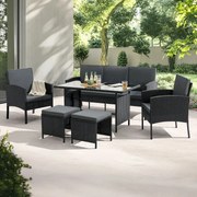 Juskys Turin rattan kerti bútor szett - fekete