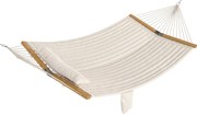 Outsunny kültéri függőágy 200 x 140 cm – két rétegű steppelt dupla függőágy fejtámlával, újságtartóval és bükkfa terítőrúddal, krémfehér | Aosom