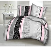 PINK-FEKETE-SZÜRKE krepp ágynemű DeLuxe Ágynemű mérete: 140x200 cm, A csomag tartalma: Készletcsomagolás
