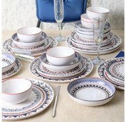 24 részes színes étkészlet / kőagyag