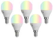 5 darabos Smart E14 LED izzókészlet G45 Opál RGBW 4,9W 470 lm 2700-6500K