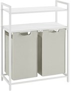 Szennyestartó, szennyeskosár két polccal, 2 x 46L, fehér