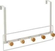 Fém ajtóakasztó 5 bambusz kampóval 39 x 5 x 38 cm