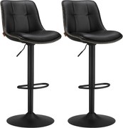 Állítható bárszék szett – 2 db, tintafekete