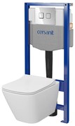 Cersanit City, System50 PNEU süllyesztett keret + függő WC csésze City Square CleanOn + króm gomb Circle, S701-776