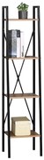 Intenso Home 4 szintes nyitott könyvespolc 34 x 148cm, döntött design, sonoma tölgy | Univerzális tároló állvány fém lábakkal