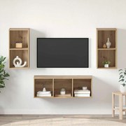 TV Szekrény Szett 3 pcs kézműves tölgy 37 x 37 x 107 cm Faanyag