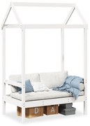 fehér tömör fenyőfa pad tetővel 117,5 x 70 x 176,5 cm