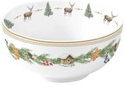 Karácsonyi porcelán tálka 12 cm szarvas mintás White Forest