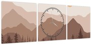 Kép - Barna hegyek N⁰1 (órával) (90x30 cm)