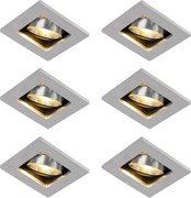 6 darabos modern süllyesztett spotlámpa készlet alumíniumból, forgatható és dönthető GU10 50mm - Qure