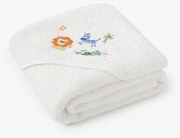 Goldea gyermek frottír fördőlepedő csuklyás - fehér alapon szafari 100 x 100 cm