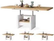 Mazzoni LEXUS Arany Tölgy/Fehér Matt - MODERN DOHÁNYZÓASZTAL NYITHATÓ/MAGASÍTHATÓ ÉTKEZŐASZTAL ÉS DOHÁNYZÓASZTAL EGYBEN