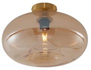 Art Deco mennyezeti lámpa sárga üveggel és rézzel 40 cm - Busa