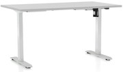 Állítható magasságú asztal OfficeTech A, 140 x 80 cm, fehér alap, világos szürke