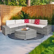 Avenberg AZURE rattan sarokgarnitúra - szürke/bézs