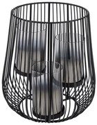 Fém rácsos lantern 3 szürke üvegbetéttel