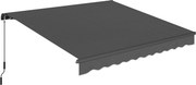 Outsunny kézi kihúzható napellenző 350 × 300 cm — állítható dőlés, hajtókarral, alumínium váz, 280 g/m² poliészter, UPF50+, vízlepergető, sötétszürke