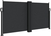 vidaXL fekete behúzható oldalsó napellenző 120 x 600 cm