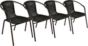 GARTHEN Polirattan kerti szék készlet 4 db sötétbarna