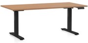 Állítható magasságú asztal OfficeTech D, 160 x 80 cm, fekete alap, bükkfa