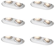 6 darabos, lekerekített, süllyesztett spotlámpa készlet fehér GU10 50mm 2-lámpás - Hubs
