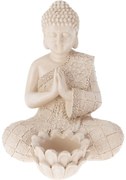 Buddha kerti dekoráció teamécseshez, 14 x 19 x 13 cm, krém